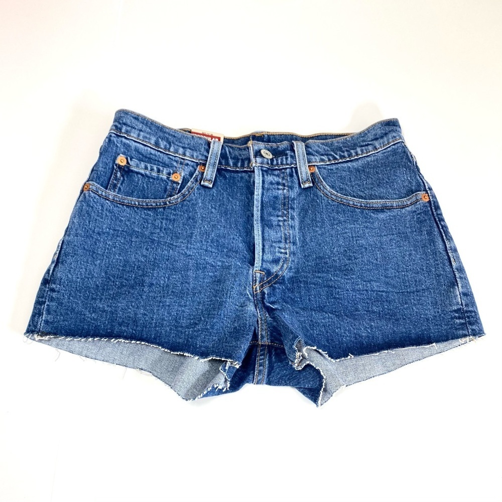 Levis 501 Women’s Shorts Button Fly Blue Size‎ 26
